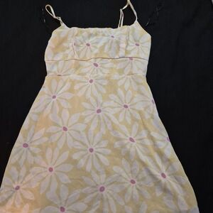 Forever 21 Yellow Dress with White and Pink Floral Design Size S
